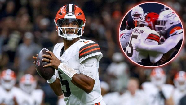 "If this was Mahomes they would've thrown 10 flags" - Jameis Winston getting absolutely bulldozed by Broncos players and getting no call from refs has fans in SHOCK