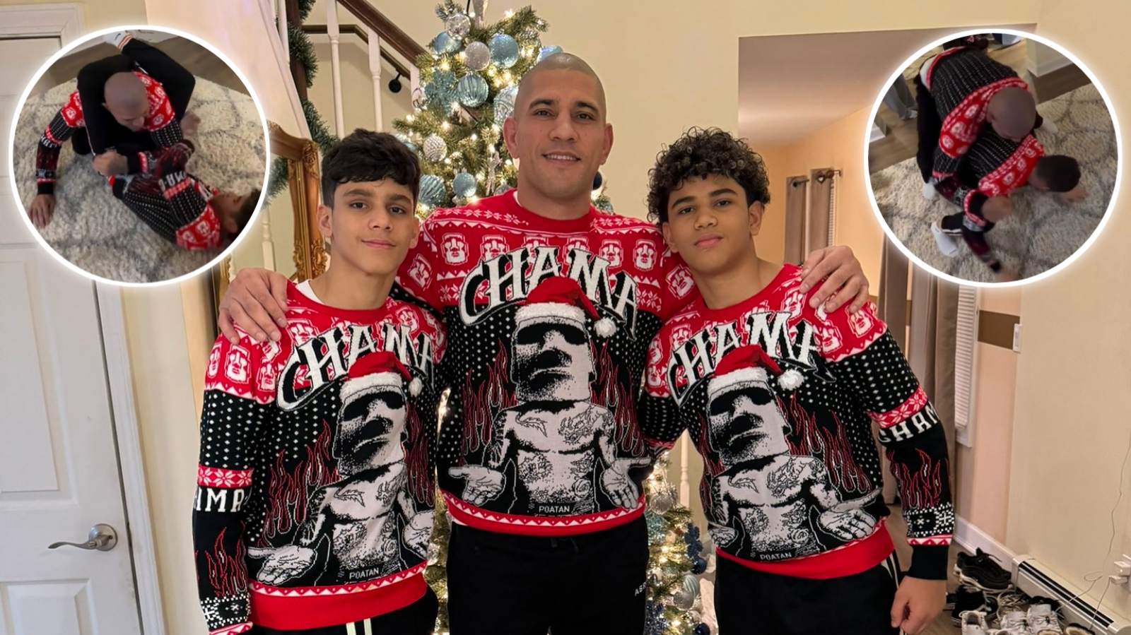 (Video) Alex Pereira and family celebrate Christmas eve by busting out Brazilian Jiu-Jitsu moves