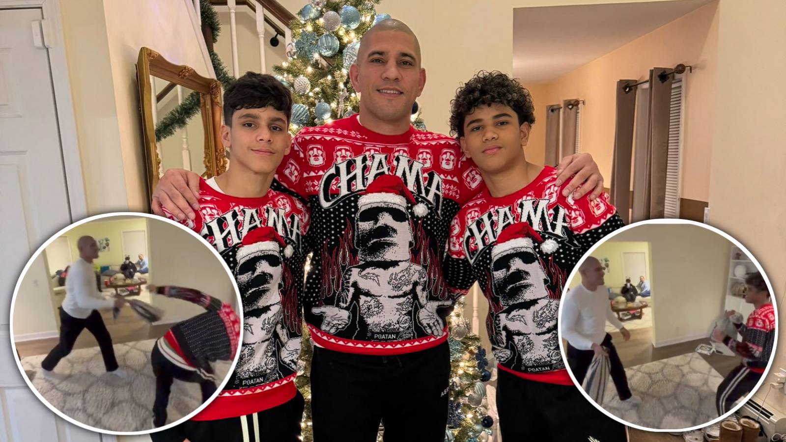 “Better than powerslap” – Alex Pereira having Christmas pillow fight with his son sparks hilarious reactions