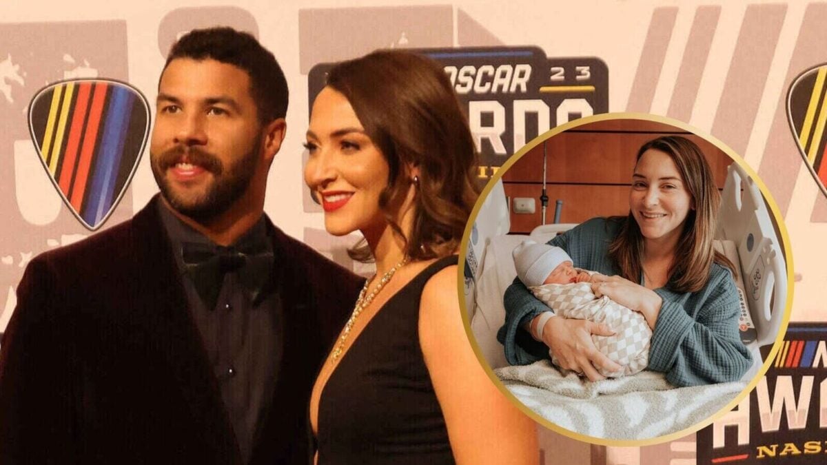 Bubba Wallace and Amanda Wallace with their baby