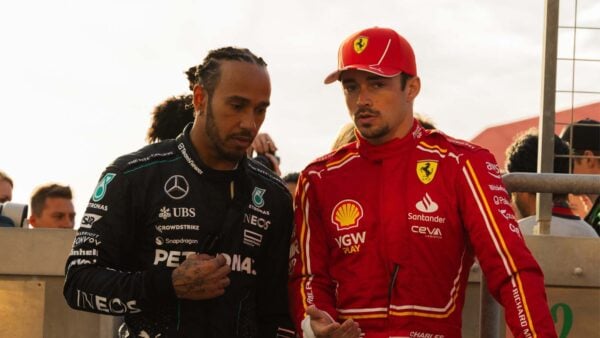 Charles Leclerc and Lewis Hamilton (via Alamy)