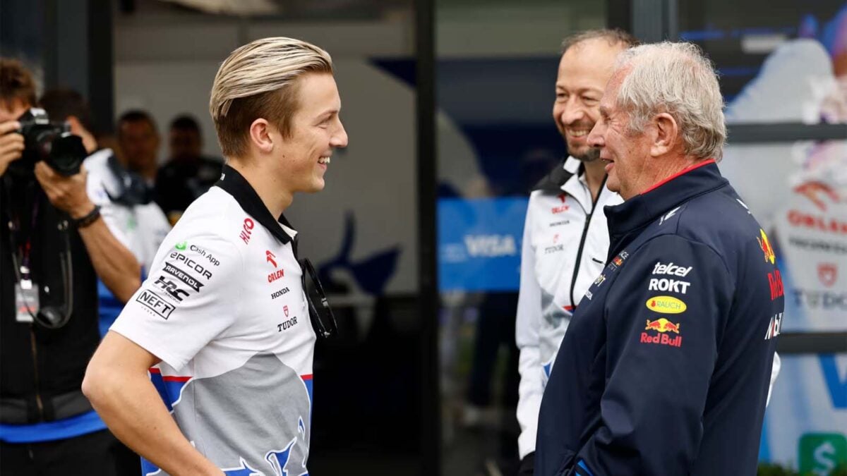 Helmut Marko and Liam Lawson (via Paddocknews24.com)