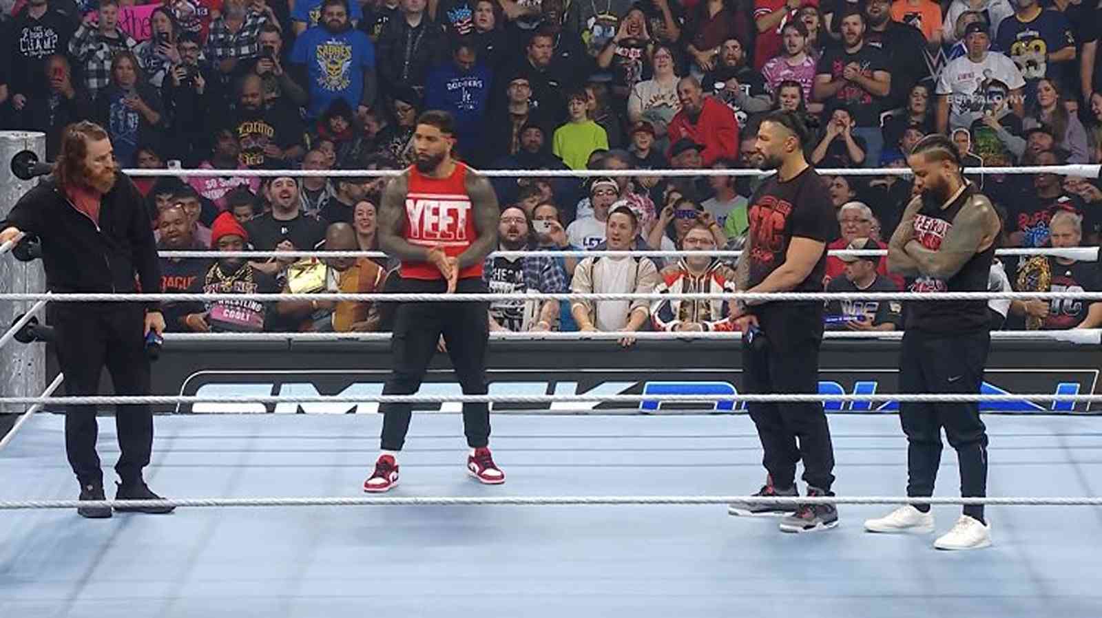 (Video) Roman Reigns REFUSES to apologize to Jey Uso after Sami Zayn lays out ground rules for OG Bloodline reunion on SmackDown