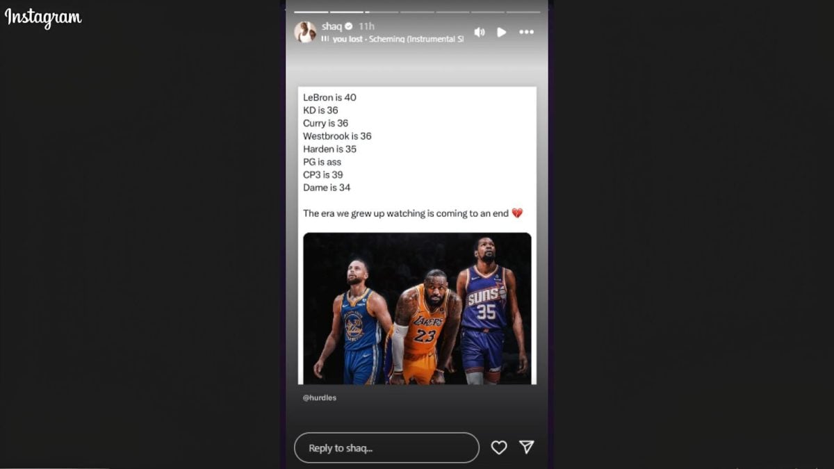 screengrab of Shaquille O'Neal's IG story