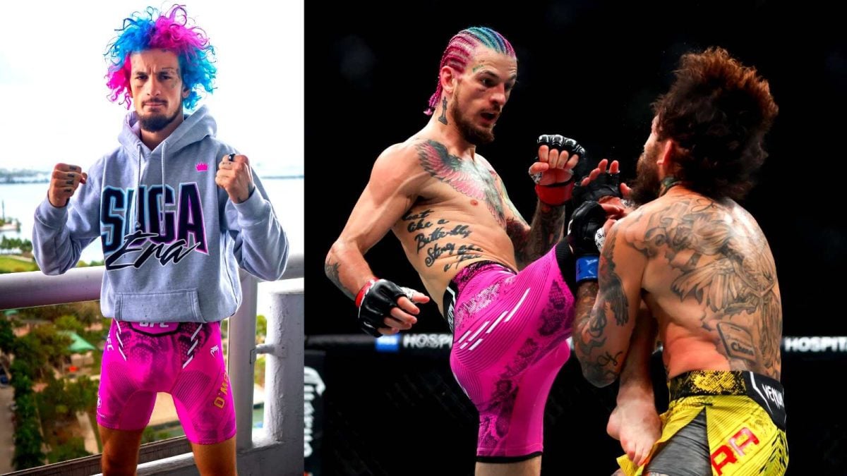 The pink UFC custom shorts came out pretty hard