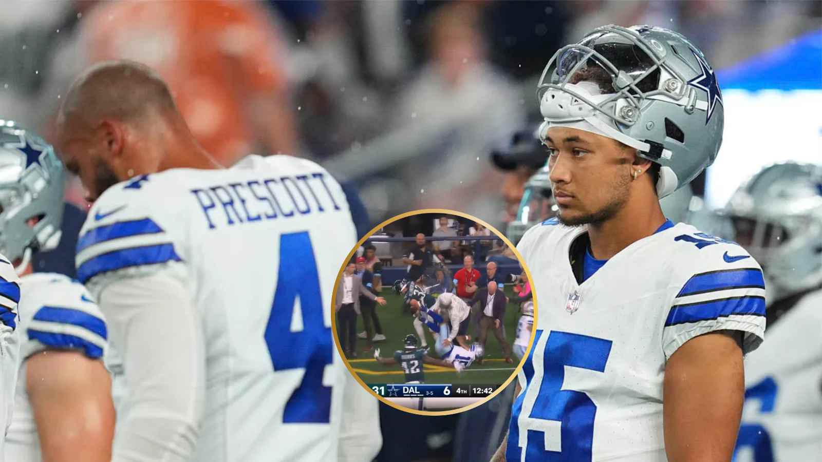 (Video) Dak Prescott takes a hard sideline hit as Trey Lance crashes into him leaving Cowboys fans on edge